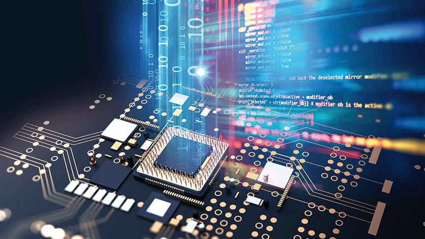 Le CEA-List développe des outils pour la simulation virtuelle rapide de circuits intégrés.
Le couplage avec des jumeaux numériques permet de simuler le matériel avant sa conception,
et de tester les logiciels avant que le matériel ne soit réalisé. Source : monsitj – AdobeStock
