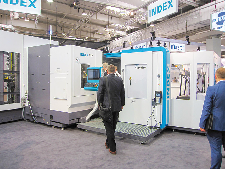 Les centres de tournage-fraisage de la série G d’Index allient flexibilité et productivité grâce à la cellule robotisée modulaire iXcenter et une station de mesure. Ce qui permet le contrôle en temps réel des pièces. Source : MS
