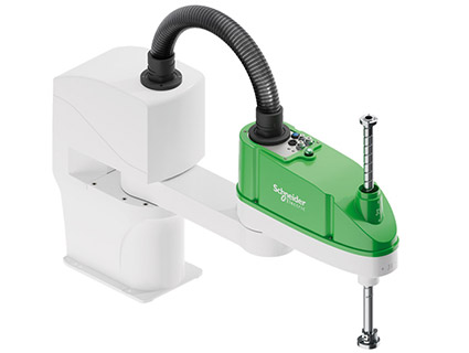 Ces robots SCARA (Selective Compliance Assembly Robot Arm) sont adaptés aux opérations d'assemblage, de chargement/déchargement de machines, de pick-and-place, d'emballage, de manutention et de tri. Source : Schneider Electric